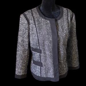 Narciso Rodriguez Design Nation black white wool tweed blazer jacket L